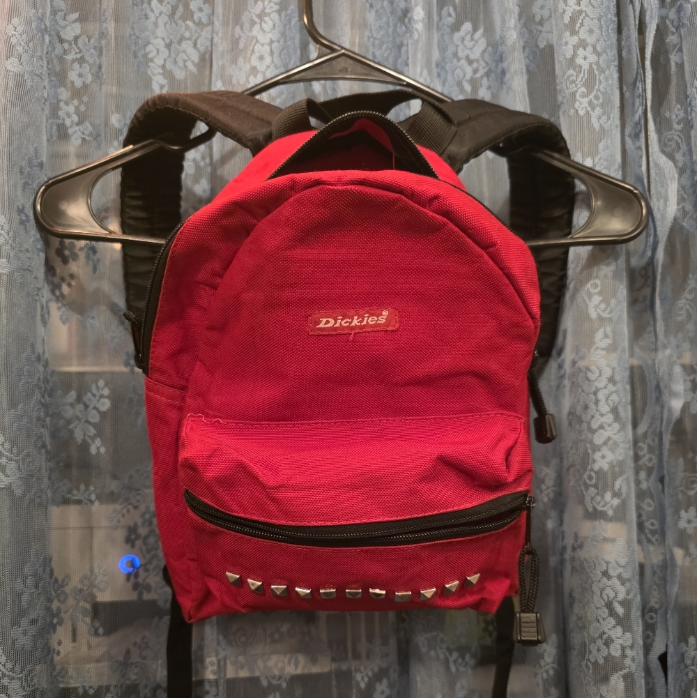 Vintage Dickies Bold Red Mini Backpack with Stud Accents